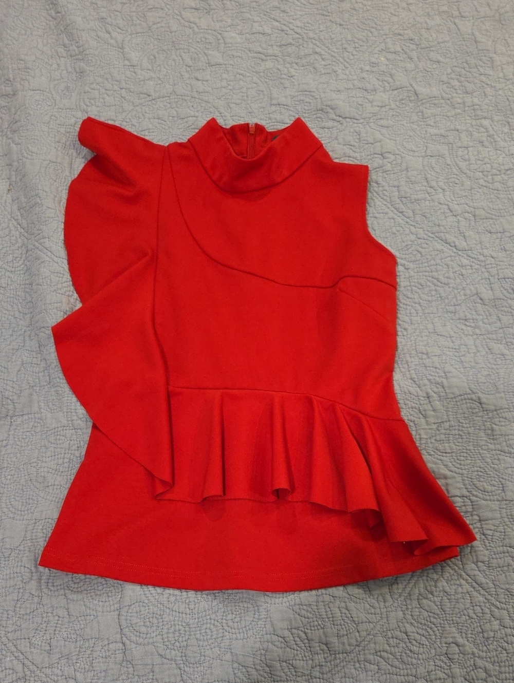 Gracia Red One-Shoulder Ruffle Peplum Top Size S!